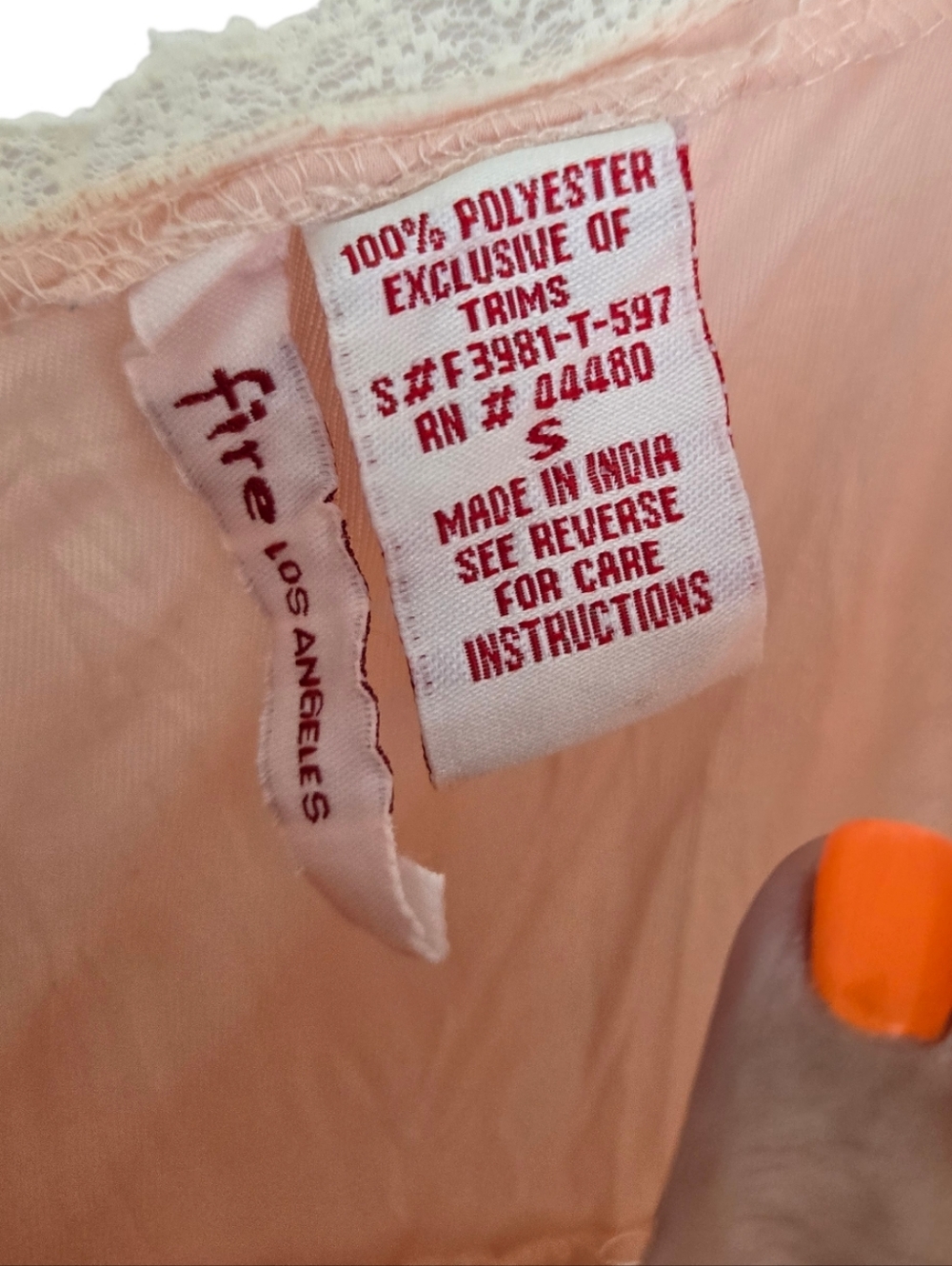 Fire Los Angeles Peach Babydoll Dress Lace Trim Tiered Mini Y2K Coquette Small - Picture 3 of 4